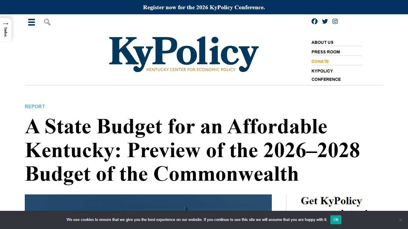A State Budget for an Affordable Kentucky: Preview of the 2026–2028 Budget of the Commonwealth - Kentucky Center for Economic Policy