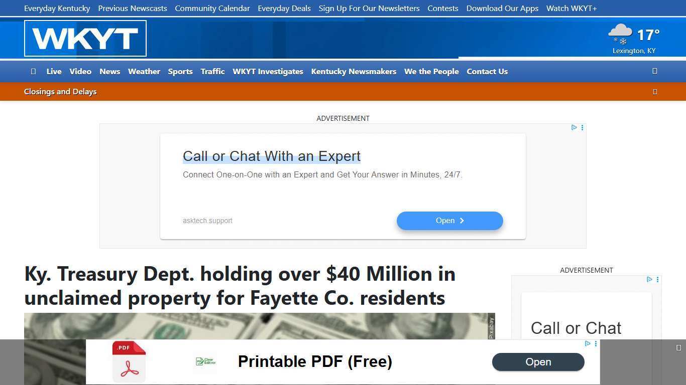 Ky. Treasury Dept. holding over $40 Million in unclaimed property for Fayette Co. residents